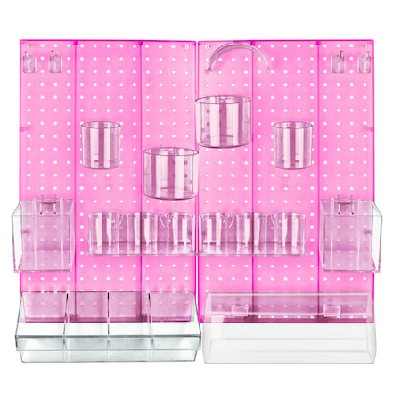 Azar Displays 24-Piece Pink Pegboard Organizer Kit with 2 Panels and Accessory 900944-PNK